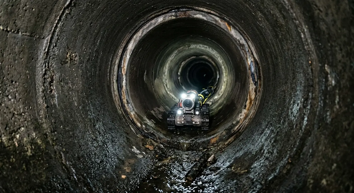 Robotic sewer camera inspecting pipe interior for Sewer Line Repair in Hillview